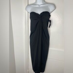 Swimsuits for All Elegant Black Strapless Beach Cover Up